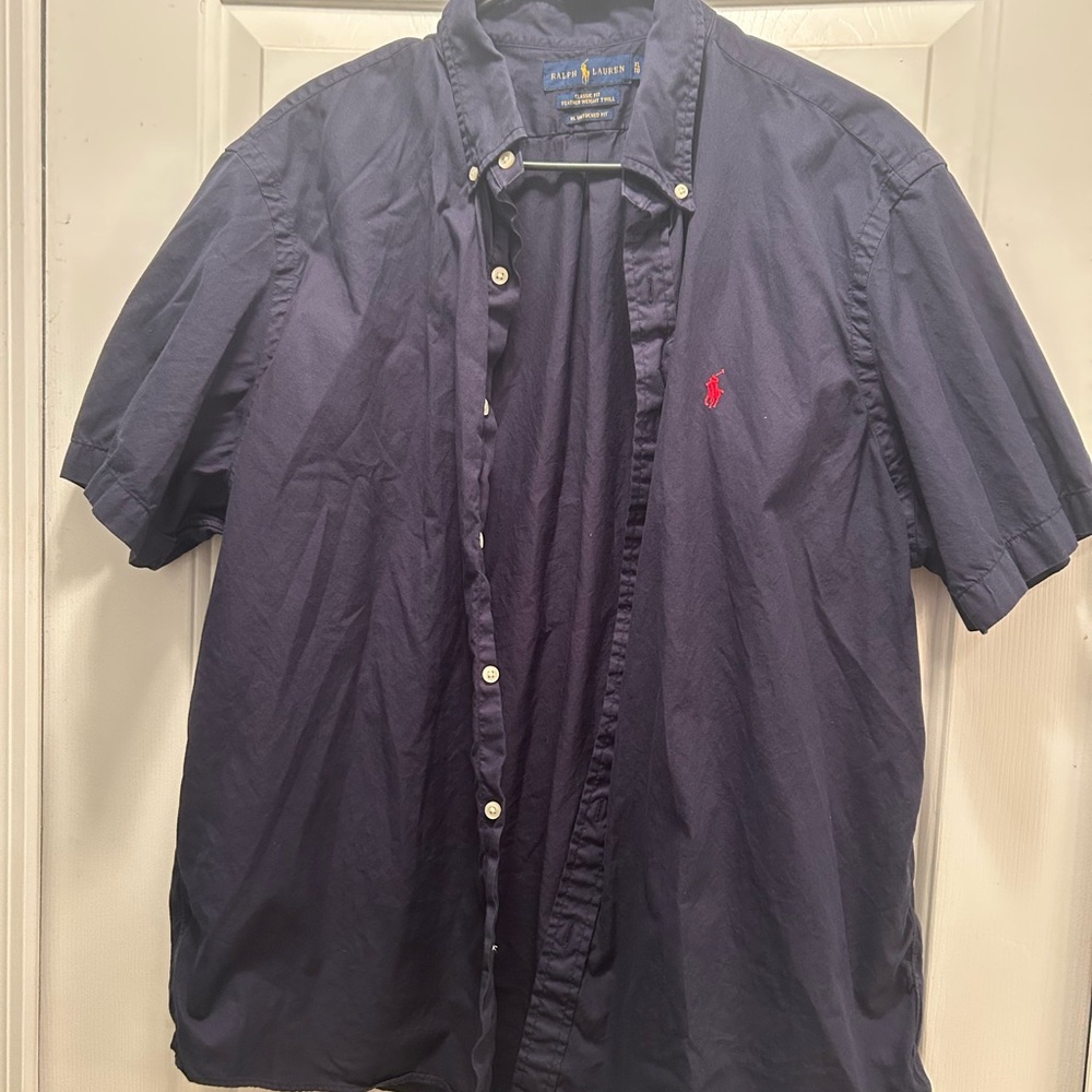 Ralph Lauren Blue Casual Button Down Shirt with Classic Collar